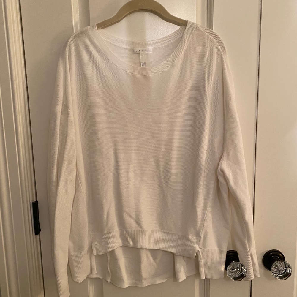 Leith White Ribbed Sweater